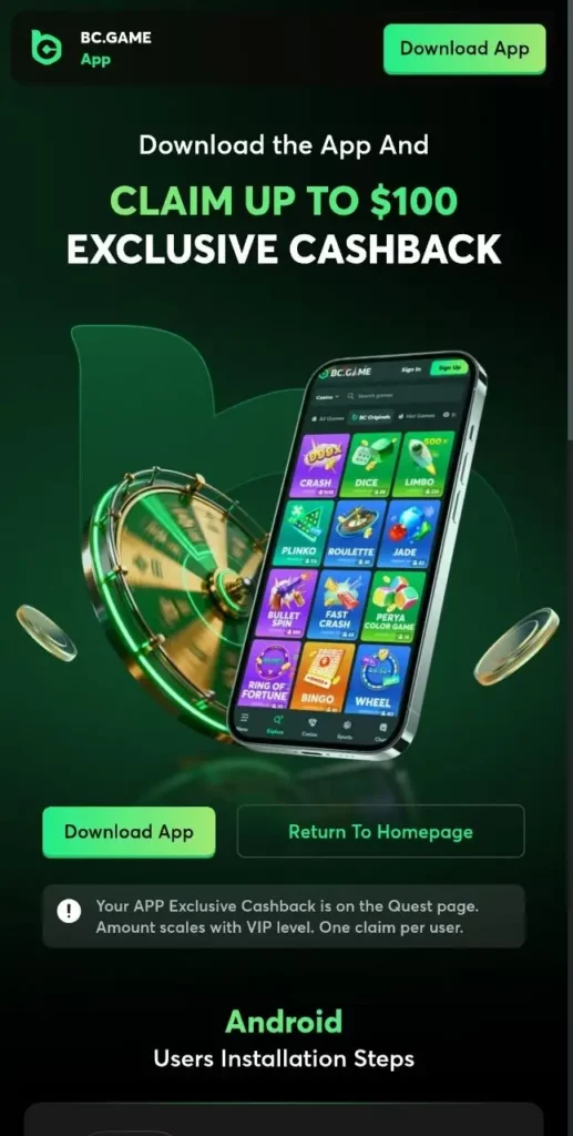 BC Game on Mobile
